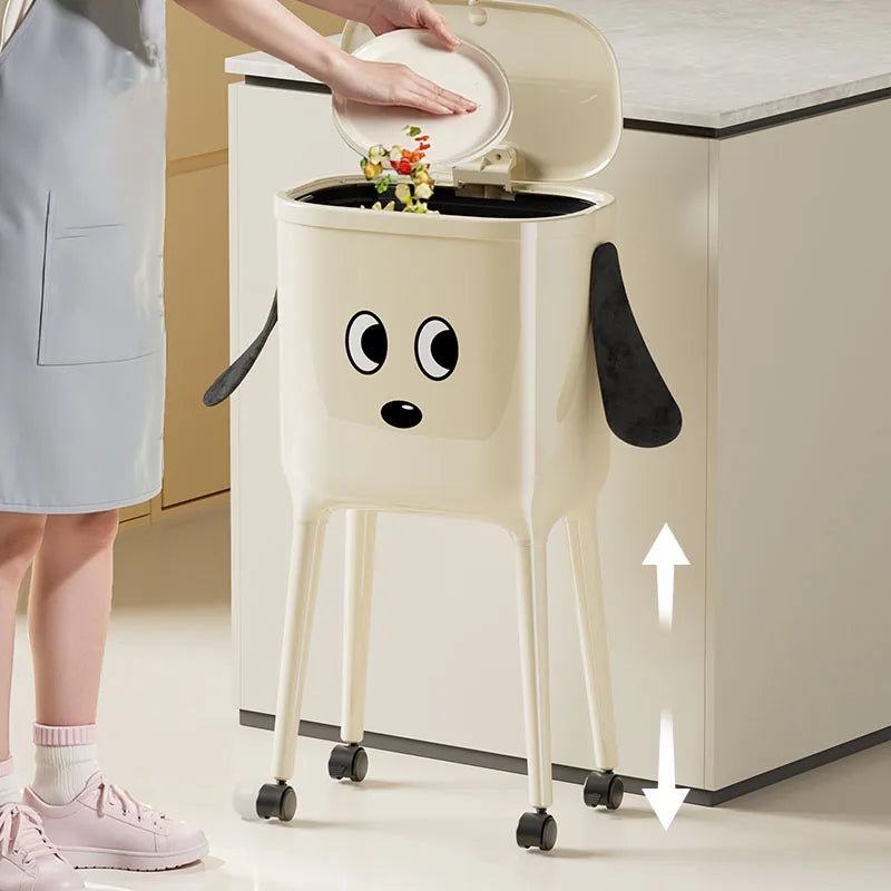 Bending-free high leg trash can, lovely design, suitable for living room, bedroom, kitchen and bathroom