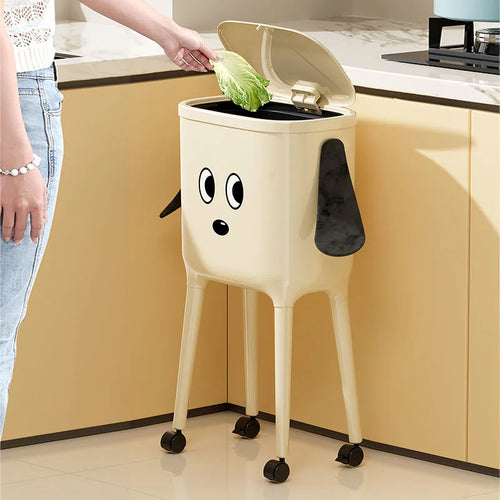 Bending-free high leg trash can, lovely design, suitable for living room, bedroom, kitchen and bathroom